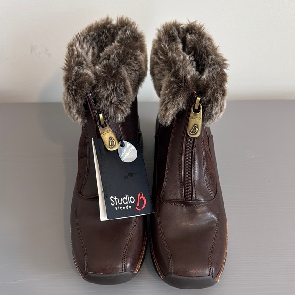Blondo Chocolate Brown Ankle Boots with Faux Fur Lining with Waterproof Leather